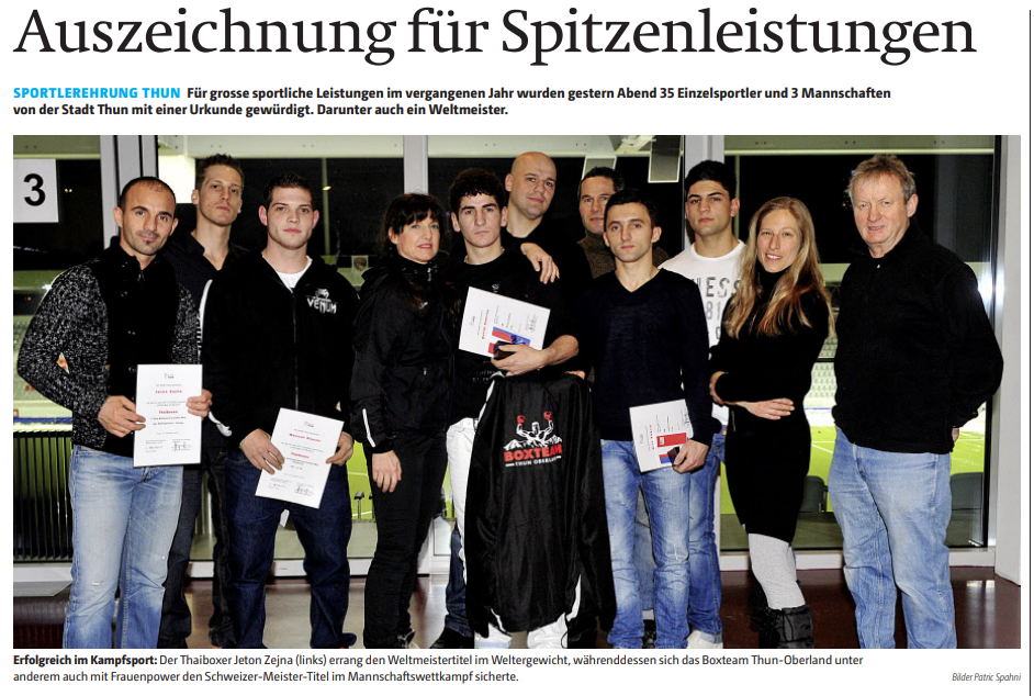 Thuner Tagblatt Sportlerehrung 2012